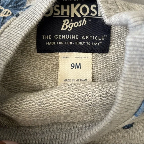 OshKosh B'gosh Grey Sweatshirt with Blue Palm Detail - Picture 3 of 5